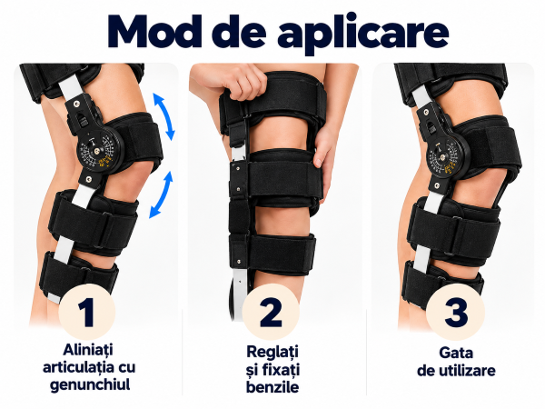 Mod de aplicare a ortezei Zenifique pentru genunchi